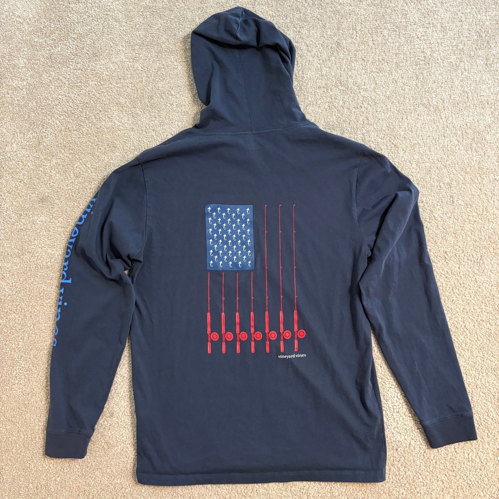 Vineyard Vines Long Sleeve Shirt Hoodie Tennessee Titans Fishing American Flag S